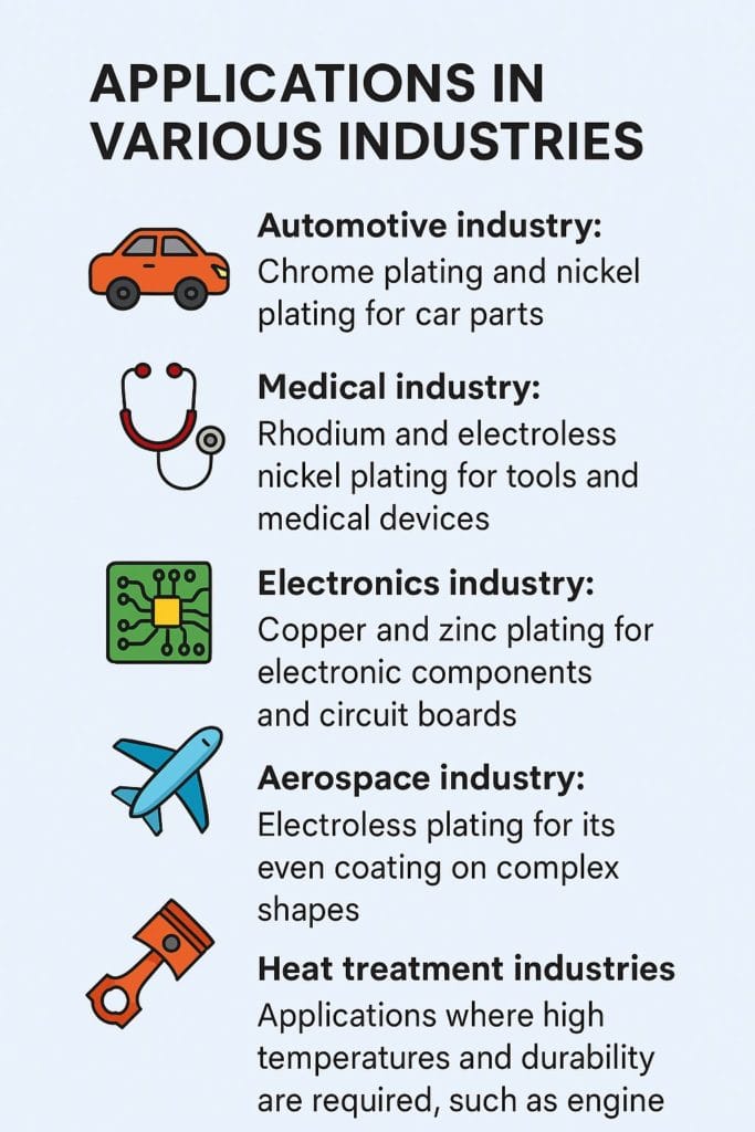 infographic on different application types for metal plating