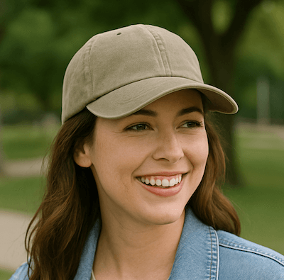 woman wearing unstructured dad hat