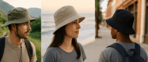 bucket hat vs booney hat lifestyle shot