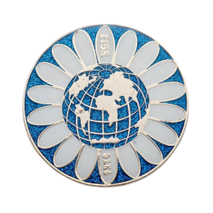 flower silver blue pin