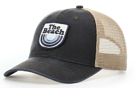 the beach logo with richardson hat