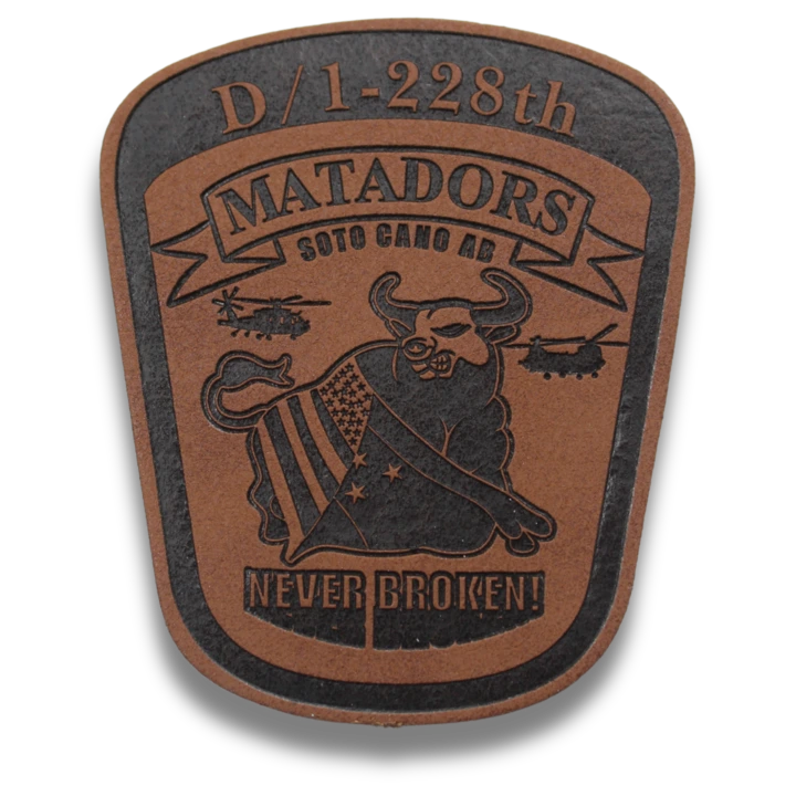 Custom leather patch for matadors