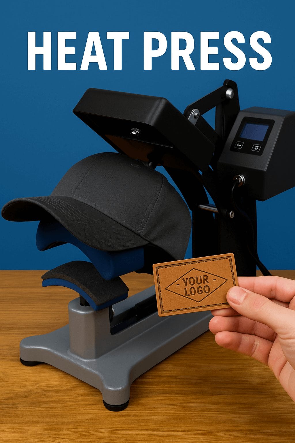 heat press on leather patch graphic