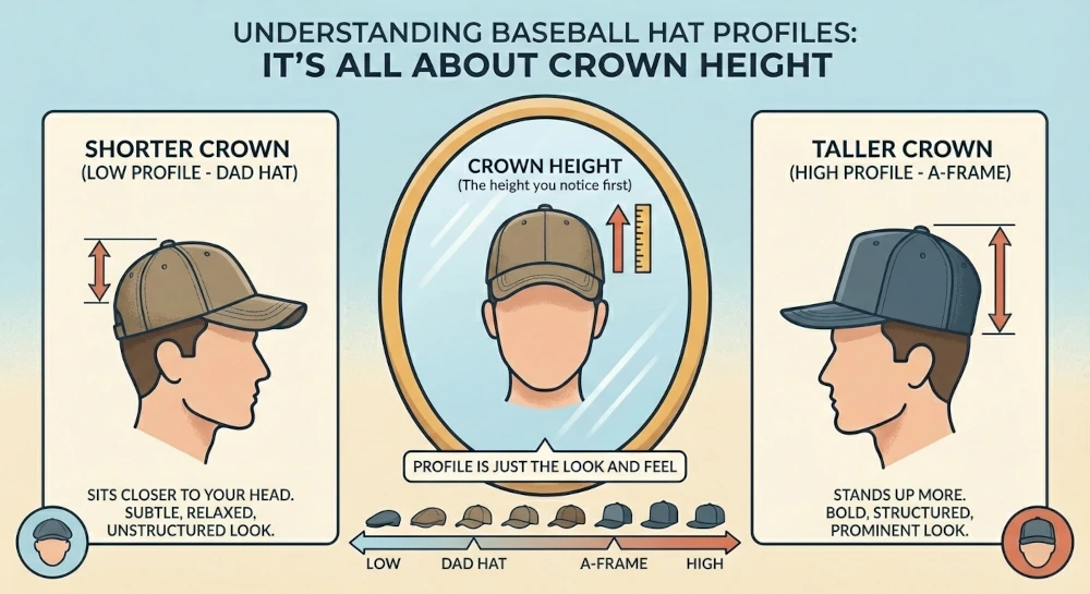 infographic explaining different hat profiles